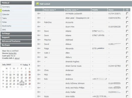 Mobical mobile data backup