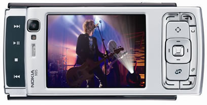 Nokia N95 mobile phone showing video